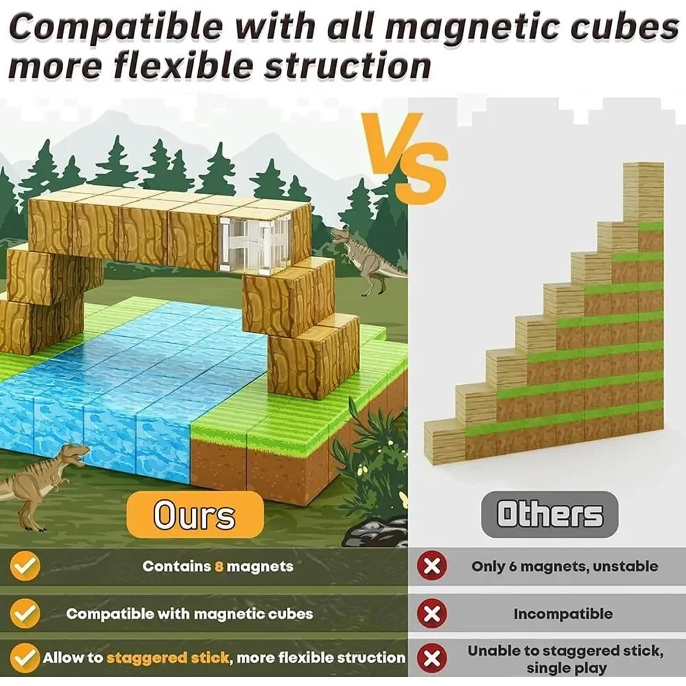 Magnetic Blocks 100pcs Building Cubes 2cm Construction Toys Boys Girls Ages 3 10